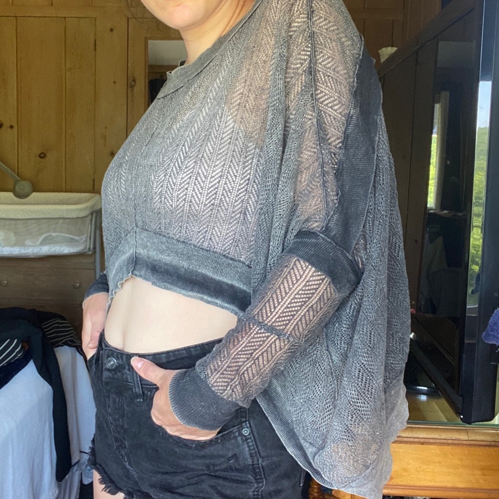 AllSaints Spitalfields pullover sheer gray sweater